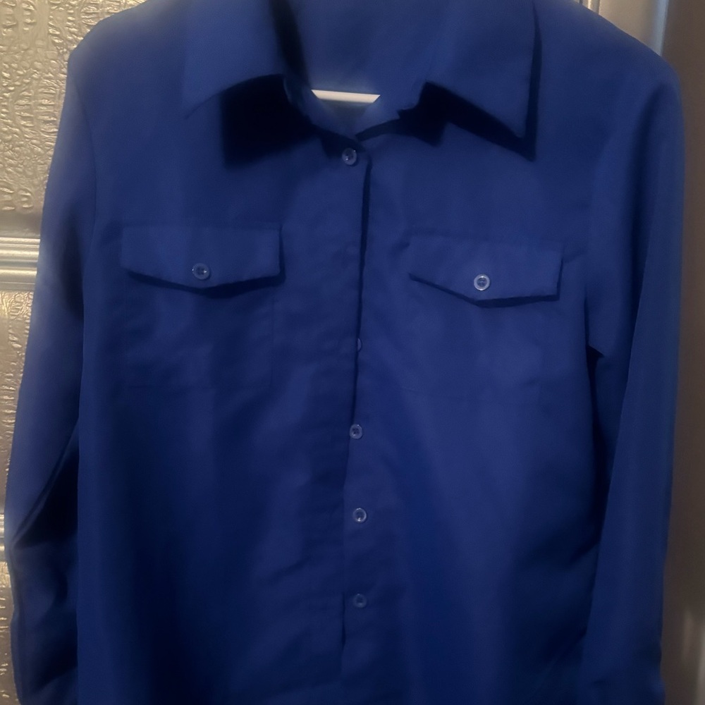 SHEIN Women's Blue Button Down Shirt
